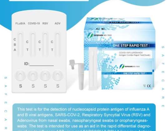 SAFECARE 5 i 1 COVID-19/INFLUENSA/RSV/ADV Antigen Combo hurtigtest (vattpinne)