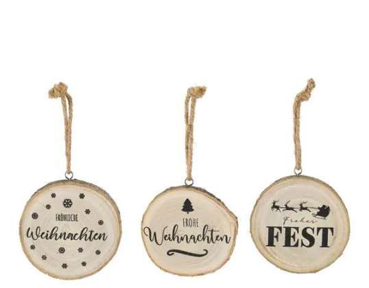 Cintres de Noël Tree Slice Set de 3 env. 18 cm de diamètre – Décoration festive rustique