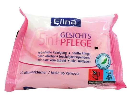 Elina 20 Make-up Remover Wipes 20x21cm – Gentle Cleansing for Sensitive Skin