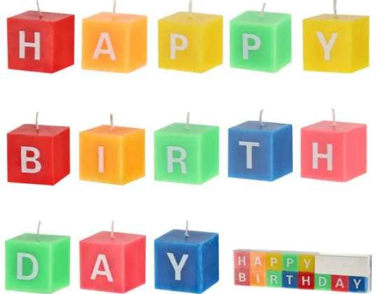 Λαμπάδες γενεθλίων “HAPPY BIRTHDAY” Σετ 13 τεμαχίων Πολύχρωμη διακόσμηση τούρτας