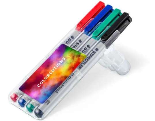 STAEDTLER Lumocolor S Box 4 pennarelli temporanei di precisione trasparenti