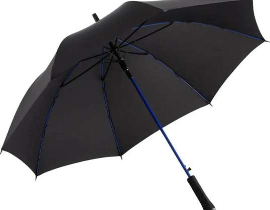 Stylish AC Stick Umbrella Colorline in Black Euro Blue Robust Windproof &amp; Chic Perfect Protection