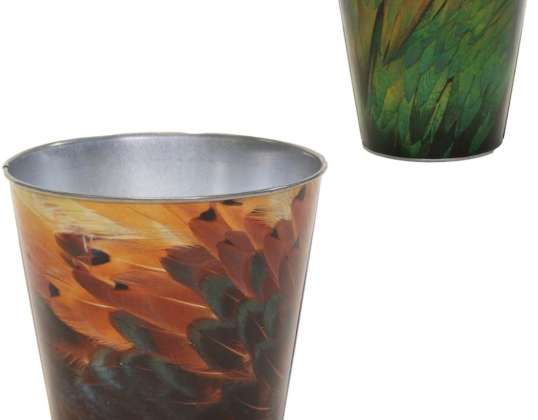 Bloempot Bob Feather XL 17 cm 2 assorti metaal decoratief