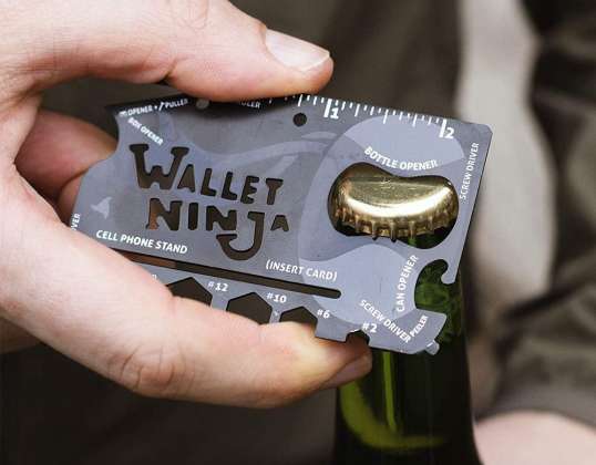 Tarjeta multifuncional de acero Cartera Ninja 18v1