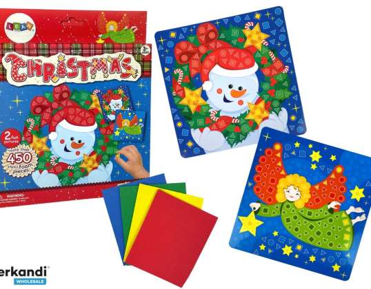 Kit DIY Mosaico Colorido Natal Adesivo Boneco de Neve Anjo