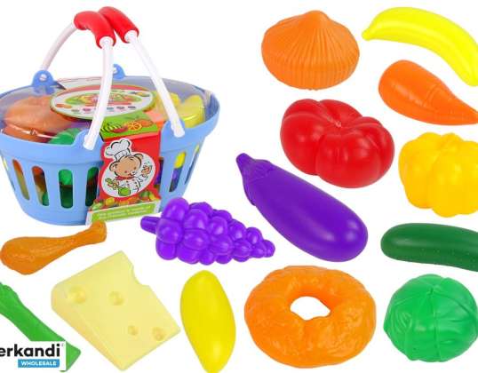 Conjunto de alimentos en cesta frutas verduras