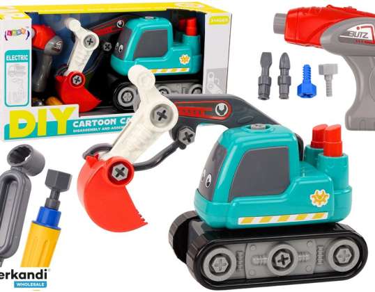 Dessin animé tournant pelle sur chenilles bricolage turquoise