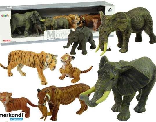 Ensemble de Figurines Afrique Éléphants Tigers Animaux Sauvages