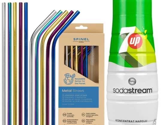 Σιρόπι για SodaStream 7up Μεταλλικά Καλαμάκια SpinelSoda x10