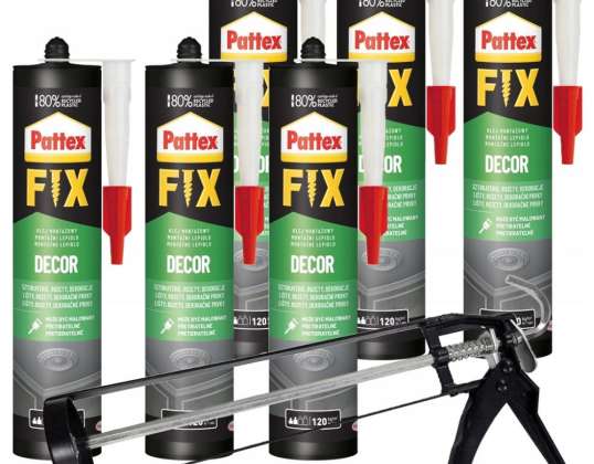 6x Pattex Fix Dekor Monteringslim 380g Squeezer