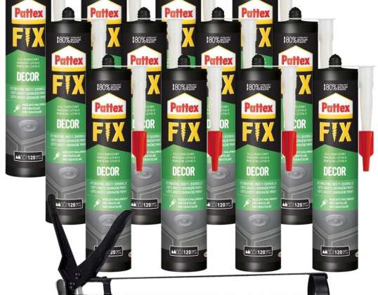 12x Pattex Fix Dekor Monteringslim 380g Squeezer