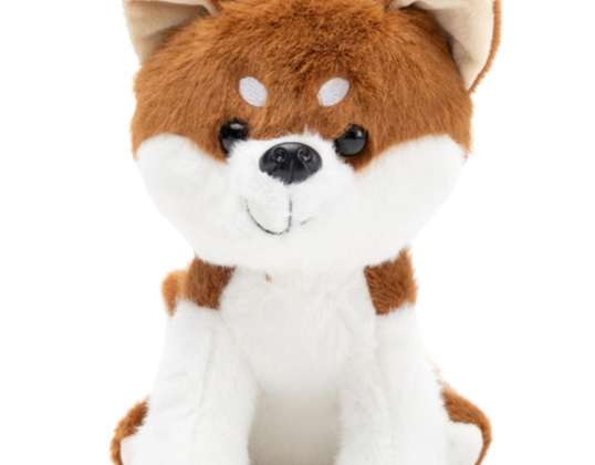 Plüsch kuscheliges Maskottchen kleiner Hund Shiba Inu weiß und braun 20cm