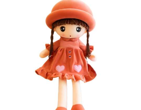 Doll Rag Soft Plüsch Rotes Kleid mit Rüsche 45cm