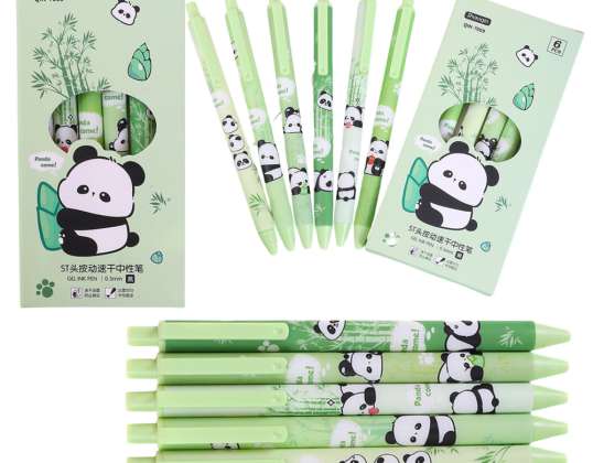 Panda Bamboe Pennenset Groen Zwart Inkt 0.5mm 6st