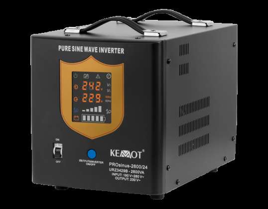 KEMOT PROsinus 2600/24 Pure Sine Waveform Inverter with Charging Function 24V 230V 2600VA/1800W Black Color