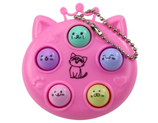 Mini Porte-Clés Jeu Tape La Taupe Chats Violet Rose Jaune