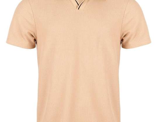 Herren Poloshirt Jaquard STREFA MAREK \ STRASSENSCHILD \ POLO Beige mit Kragen