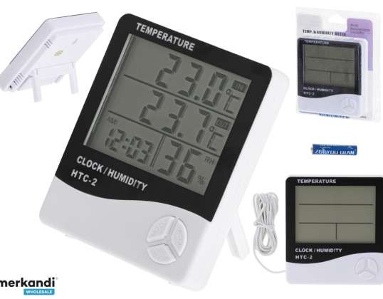 Hygrometer Thermometer Uhr Feuchtigkeitsmesser Wetterstation HTC 2