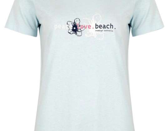 T-shirt da donna Peace-Love-Beach, tema segnaletico stradale blu 3 ZONE DI MARCHE \ SEGNALETICA STRADALE \ LEI \ MAGLIETTE