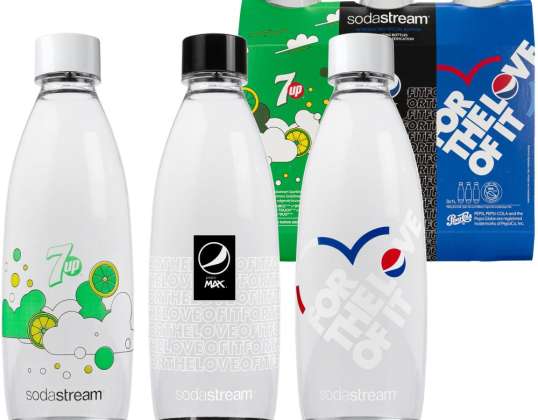 SodaStream flasker for Pepsi kullsyreholdige drikker, pakke med 3 x 1L - Ny og original