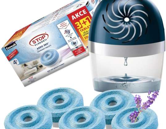 Blaues Gerät Ceresit Aero 360 4x Tablet Ceresit 450g 1x Lavendel 3x regulär