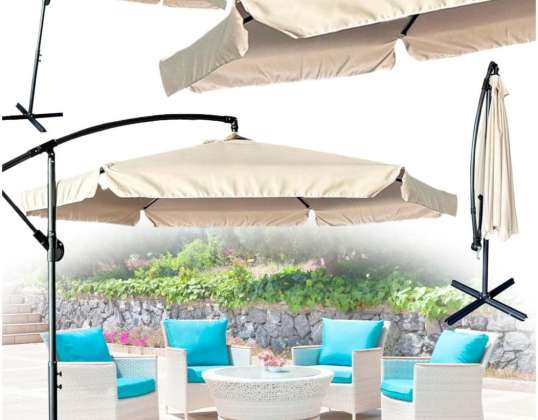 Großer klappbarer Sonnenschirm mit Arm 290cm beige