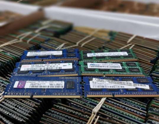 2 GB DDR3 bærbar RAM – PC3 SODIMM | A / A + Karakter | Blandede merker | Testet og Arbeider | 3-måneders garanti | Bulk lager