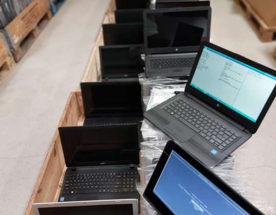 Portátiles de trabajo probados – Asus · Dell · HP · Lenovo | Intel Pentium / AMD Celeron | Disco duro de 250 GB | De 4 a 8 GB de RAM | Grado A/B | QWERTY