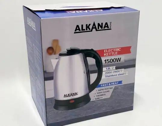 Alkana nerūdijančio plieno virdulys 1,8 litro, 1500W, LED apšvietimas NAUJIENA