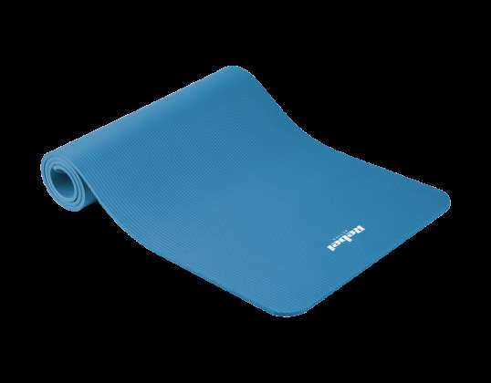 Yoga matte for trening pilates fitness 183x61cm tykkelse 1cm materiale NBR blå REBEL ACTIVE