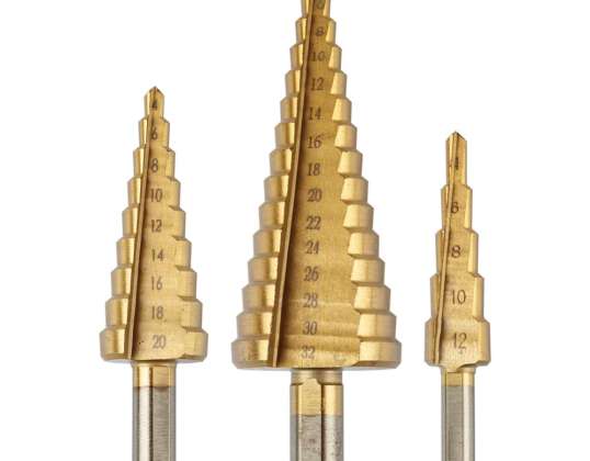 Astmelised puurid: 4 12 4 20 4 32 mm. TiN. Komplekt 3 tk.