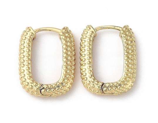 Pendientes de aro rectangulares de latón, chapados de larga duración, sin plomo y sin plomo Sin cadmio, chapado en oro real de 18 quilates, 20x16x4mm