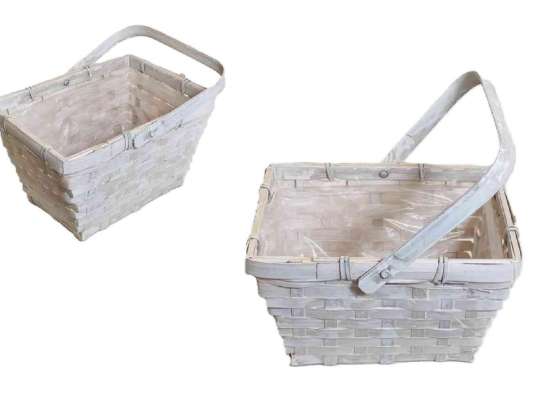 Weidenkorb Antik weiß Ziegel lf 66 24 A/WEISS 19 14 5 H11/21cm