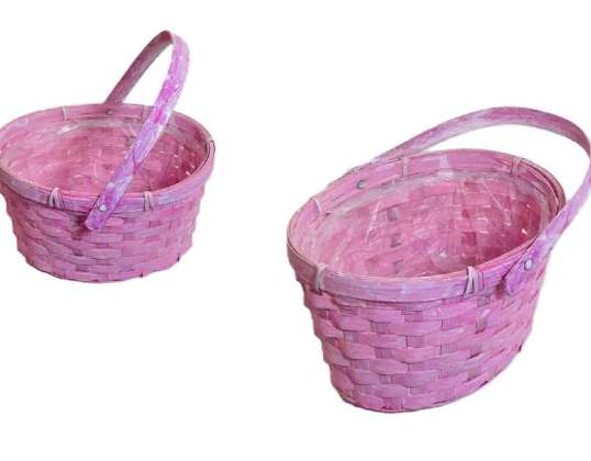 Weidenkorb rosa oval lf 66 25 A/PINK 19 16 H11/21cm