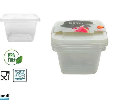 Lebensmittelvorratsdose Set Quadrat 3 Stück 3 1360ml BG 660