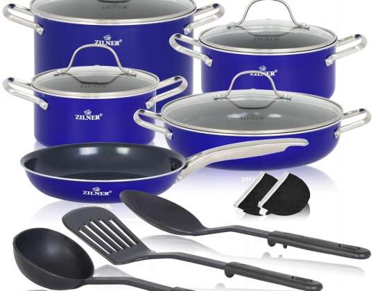 Set aus Töpfen mit Marmoroberfläche und Zubehör 14 Stück