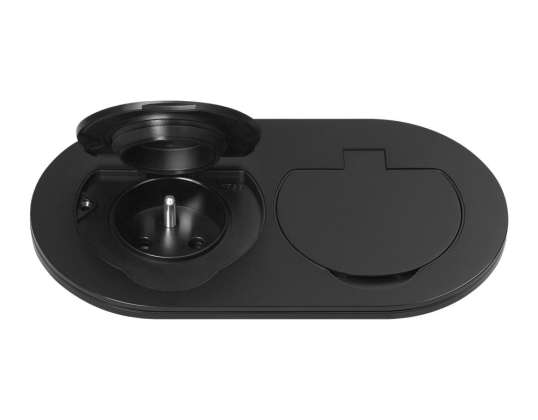 Hermetic double electric socket. oval. IP55. 2x2P Z French. black