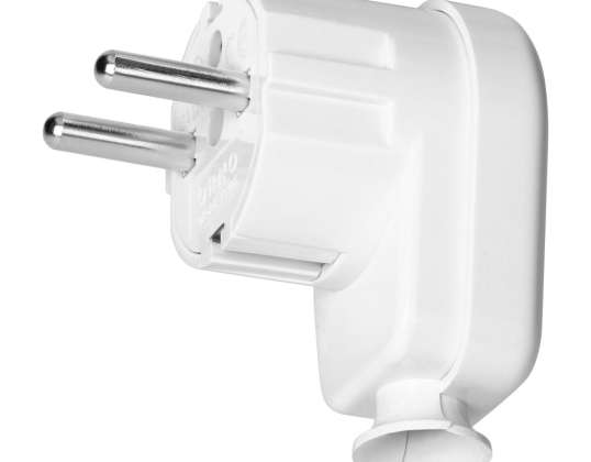 Uni Schuko 16A angled plug. 230V. white