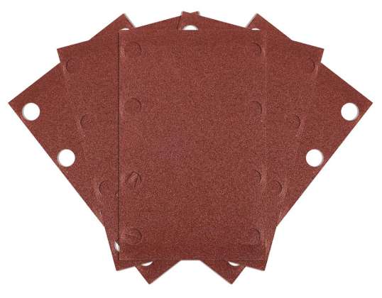 Velcro-Schleifpapiere. Rechteck 80 x 130 mm. P120. 5 Stk. mit 8 Löchern für 04 623