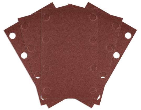 Velcro-Schleifpapiere. Rechteck 80 x 130 mm. P240. 5 Stk. mit 8 Löchern für 04 623