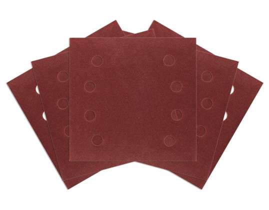 Velcro-Schleifpapiere. quadratisch 113 x 113 mm. P120. 5 Stk. mit 8 Löchern für 04 623