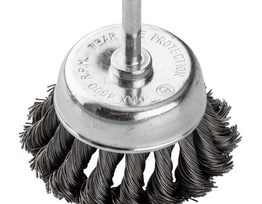 Stumpfdrahtbürste 75 mm. Draht verdrillt. Stahl. mit 6 mm Schaft