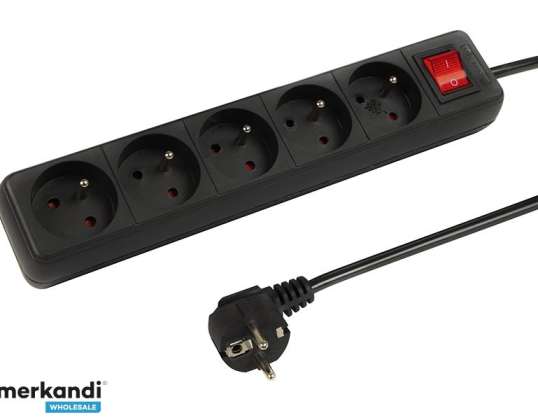 98 789# Netzverlängerungskabel PR 570WSP 5 Steckdosen mit Erdungsschalter 10m schwarz 3x1,5mm