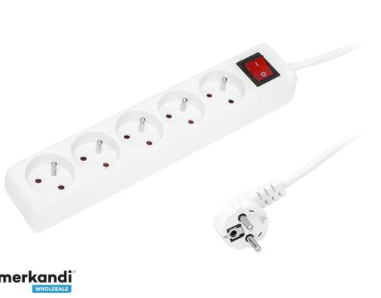 98 790# Netzverlängerungskabel PR 570WSP 5 Steckdosen mit Erdungsschalter Schalter 10m weiß 3x1,5mm