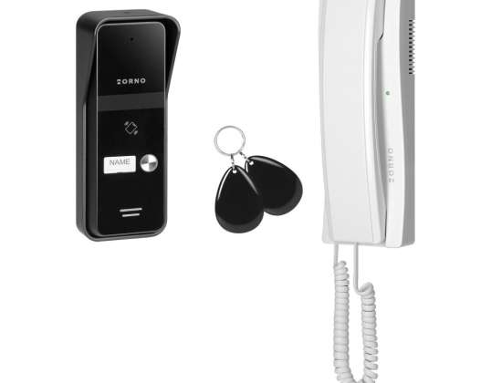 ENIR. Single-family intercom set. 2 wires. with a key fob reader. white