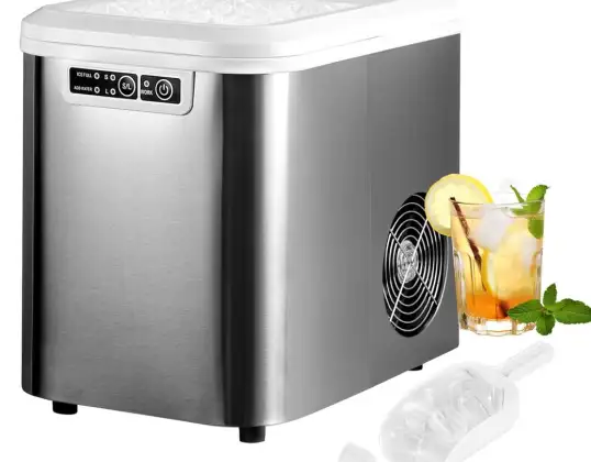 WOLTU Eiswürfelmaschine EM01sb Silber – 15kg Eis in 24h, 2,2L Tank, 2 Eiswürfelgrößen, Selbstreinigend – Premium Ice Maker für Haus, Büro, Party &amp;amp; Cam