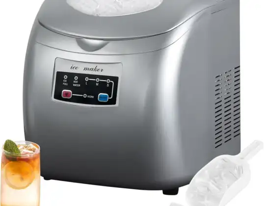 WOLTU Eiswürfelmaschine EM03sb Silber – 12 kg Eis in 24 Stunden – 2,8 Liter Wassertank – 3 Eiswürfelgrößen – Selbstreinigend – Kompakt und leise – Ide