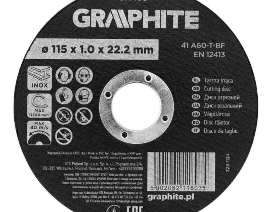 Trennscheibe. Korund für Metall/INOX 115 x 1,0 x 22,2 mm.  41 A60 T BF