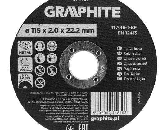 Trennscheibe. Korund für Metall 115 x 2,0 x 22,2 mm.  41 A46 T BF