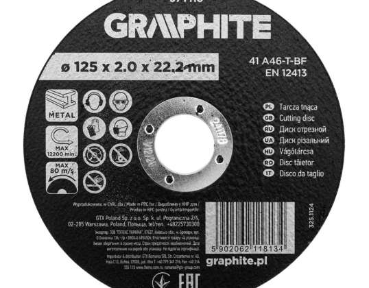 Trennscheibe. Aluminiumoxid für Metall 125 x 2,0 x 22,2 mm.  41 A46 T BF